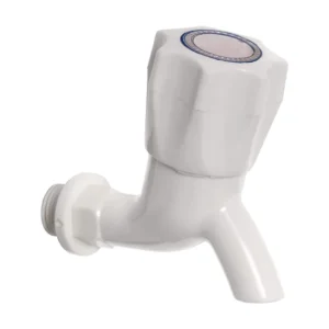 White PVC Plastic Bib Tap – Polished Finish (15mm)