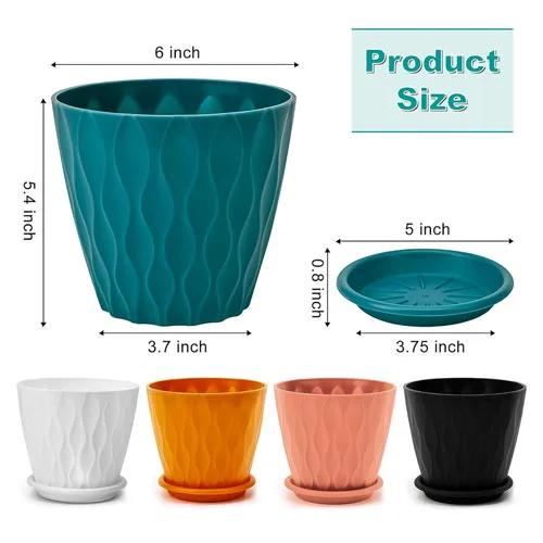 Pack of 5 Round Flower Pots – Multicolor | Indoor & Outdoor Home Planters for Garden, Terrace, Balcony & Office Décor (Mix Colour)