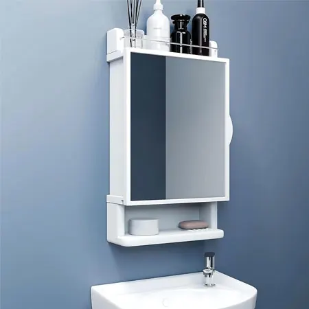 Unbreakable Acrylic Wall Mounted Bathroom Storage Cabinet with Mirror