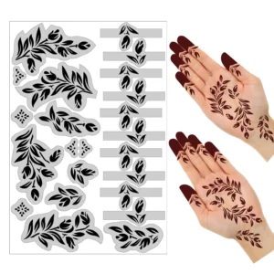 Self-Adhesive Mehndi Stencil Sheet | Floral Hand Design for Women & Girls