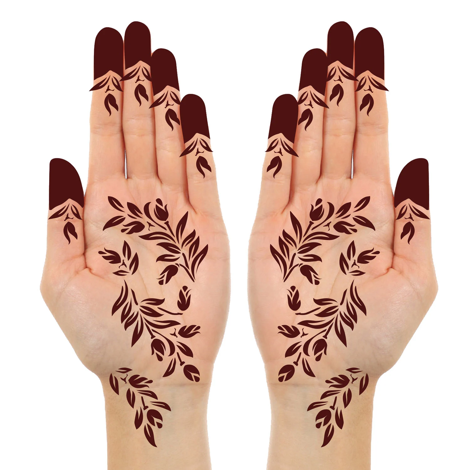 STENMHS002-3 Self-Adhesive Mehndi Stencil Sheet | Floral Hand Design for Women & Girls