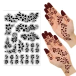 Instant Mehndi Stencil – Beautiful Arabic Floral Hand Design for Women, Self Adhesive Henna Template, Perfect for Festivals & Weddings