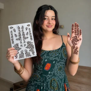 Self Adhesive Temporary Body Art Mehndi Stencil Sheet | Floral Hand Design Kit for Women & Girls | Easy Apply Template for Festivals, Weddings & Parties
