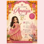 Indian Princess Birthday Invitation Template for Girls