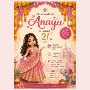Indian Princess Birthday Invitation Template for Girls