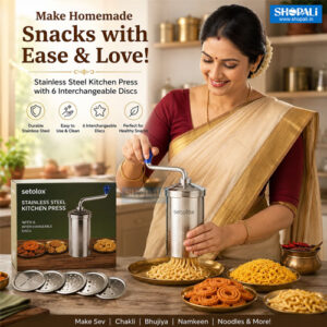 Stainless Steel Kitchen Press & Sev Sancha Machine with 6 Jali Discs