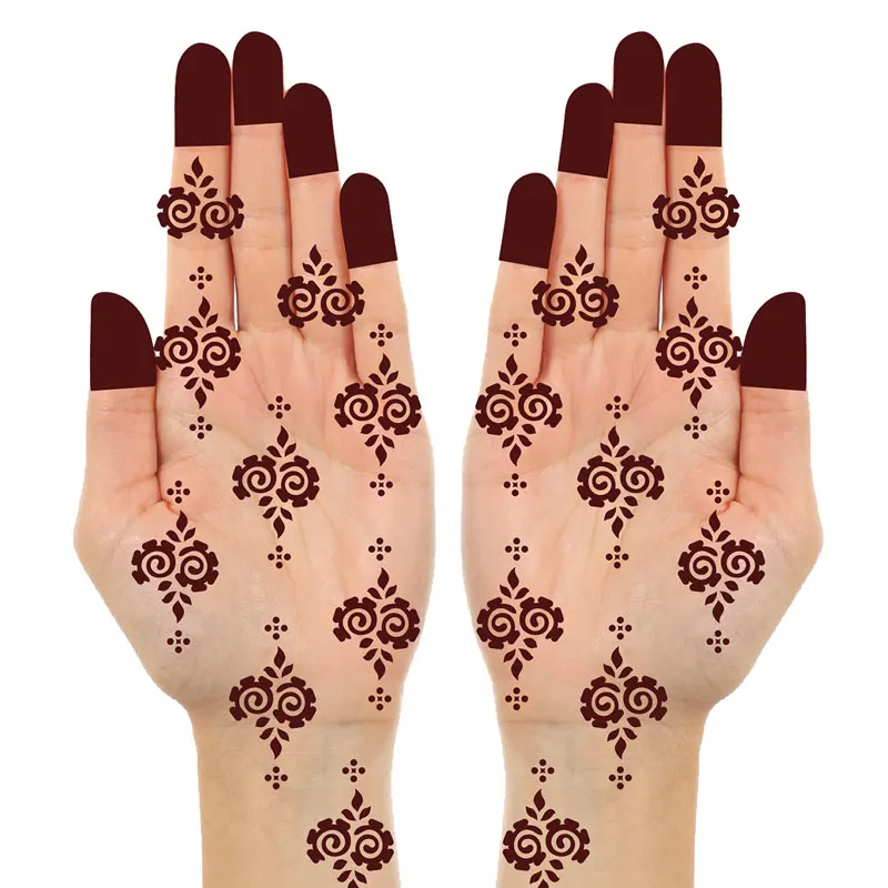 Mini Floral Hand Design Stencil Sheet | Self Adhesive Body Art Templates for Women & Girls | Quick Apply Finger & Palm Pattern Kit for Festivals & Parties