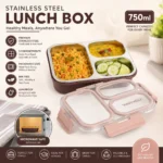 Microwave-Safe Stainless Steel Lunch Box with 3 Compartments