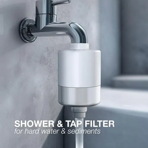 Premium Hard Water Softener for Tap & Shower | Universal Water Filter for Bathroom | Anti-Scale, Chlorine Removal | Includes Metal Adaptors | Easy Install Faucet & Shower Filter
