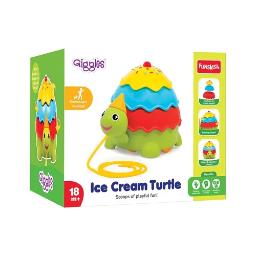 kids-pull-along-turtle-toy-for-toddlers-1 Giggles Funskool Ice Cream Turtle Pull Along Toy for Toddlers 18+ Months | Walking Activity Toy for Baby Boys & Girls | Learning & Balance Development Toy | Multicolour Gift Set