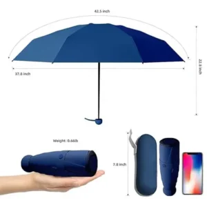 Premium 3-Fold Compact Umbrella | UV Protection UPF 50+ | Windproof 8 Ribs | Waterproof Travel Umbrella with Case | Lightweight Mini Umbrella for Men Women Kids