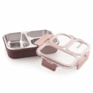 Microwave-Safe Stainless Steel Lunch Box with 3 Compartments