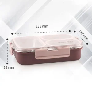 Microwave-Safe Stainless Steel Lunch Box with 3 Compartments