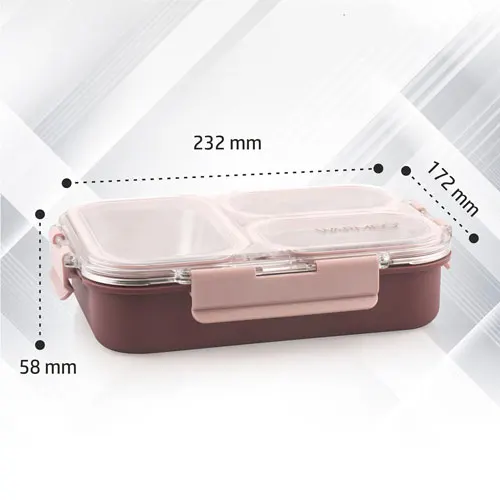 Microwave-Safe Stainless Steel Lunch Box with 3 Compartments