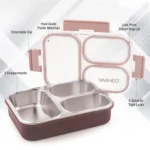 Microwave-Safe Stainless Steel Lunch Box with 3 Compartments