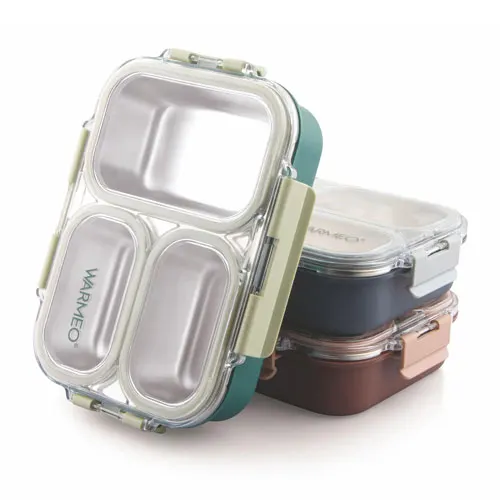 Microwave-Safe Stainless Steel Lunch Box with 3 Compartments