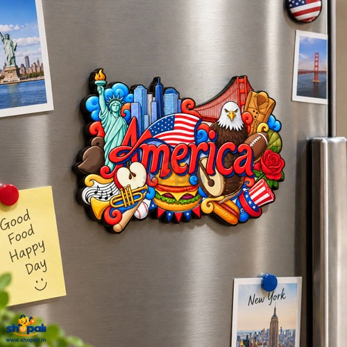 🇺🇸 America Souvenir Fridge Magnet – 3–4 Inch Wooden MDF Travel Magnet