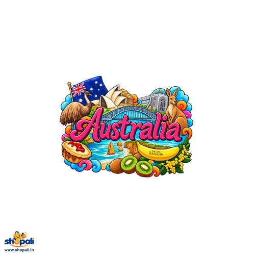 Australia Country Theme Souvenir Fridge Magnet – 4 × 3 Inch Wooden MDF Magnet