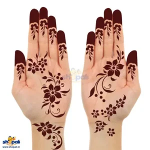 Floral self adhesive mehndi stencil sheet for hands, fingers and wrists