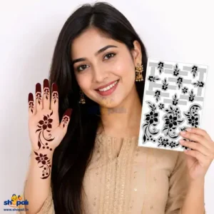 Floral self adhesive mehndi stencil sheet for hands, fingers and wrists