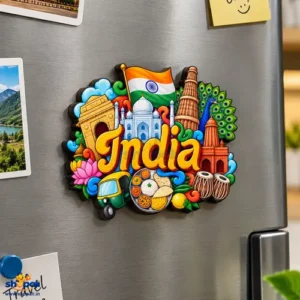 India Souvenir Fridge Magnet – 3–4 Inch Wooden MDF India Travel Magnet | Indian Culture Decorative Refrigerator Magnet