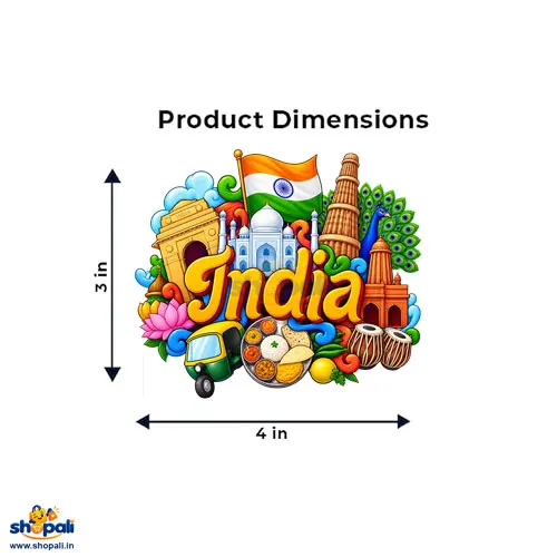 India Souvenir Fridge Magnet – 3–4 Inch Wooden MDF India Travel Magnet | Indian Culture Decorative Refrigerator Magnet