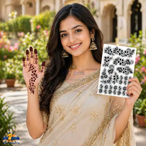 Arabic Mehndi Stencil Sheet for Hand – Easy Peel and Stick Henna Design