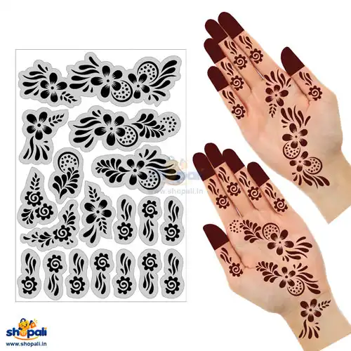 Arabic Mehndi Stencil Sheet for Hand – Easy Peel and Stick Henna Design