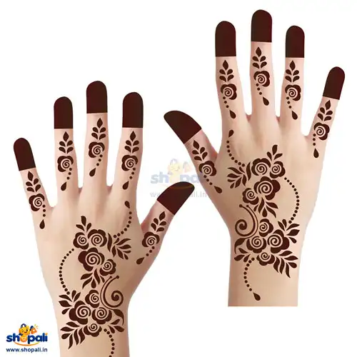 Rose Mehndi Stencil Sticker for Hands – Floral Self Adhesive Henna Art Template for Women